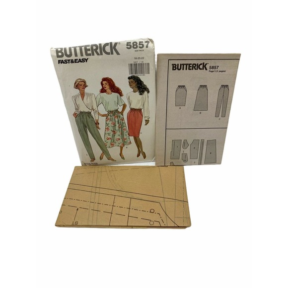 BUTTERICK Sewing PATTERN #5857 Misses Petite PANTS & SKIRTS. SIZE (18-22) - Picture 4 of 4